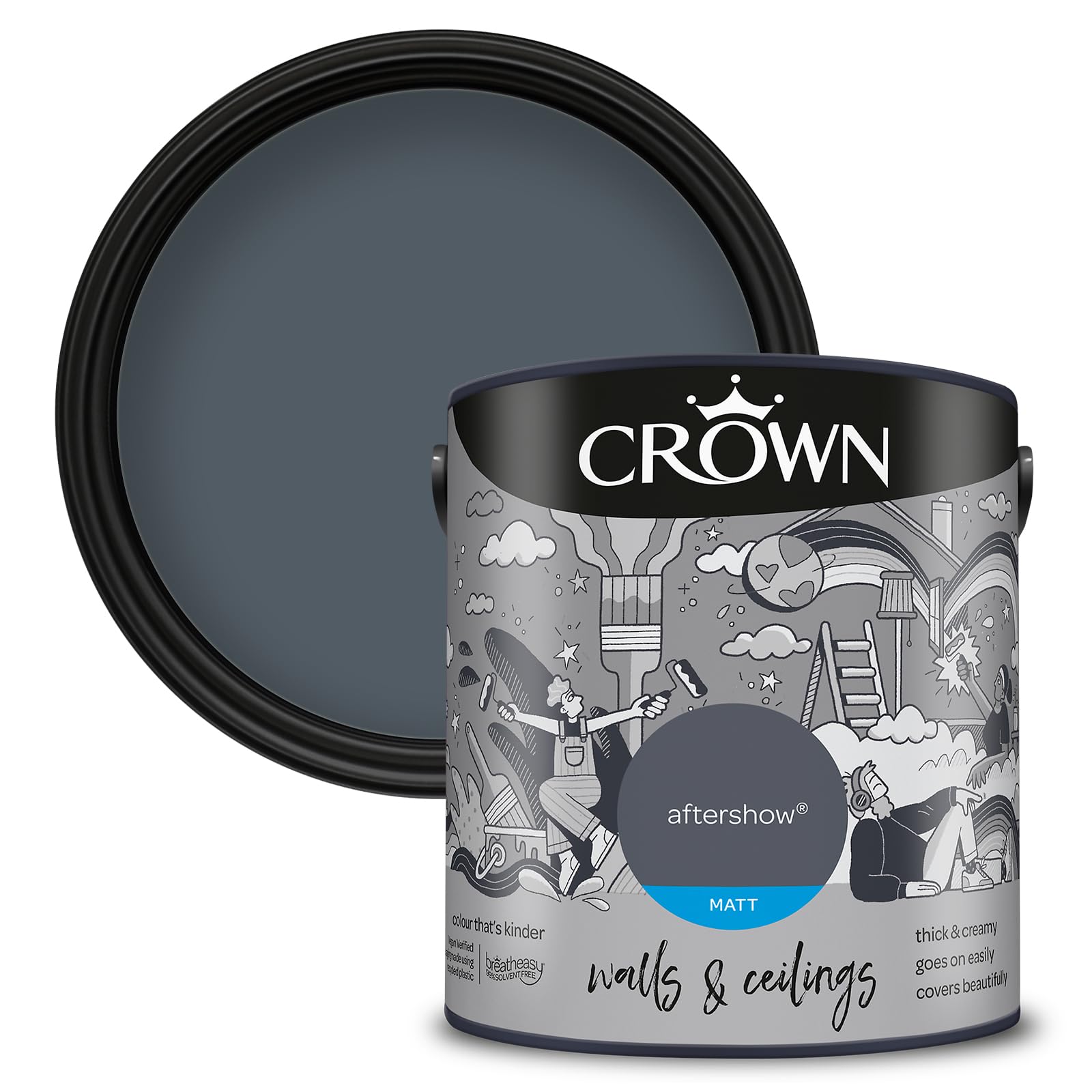 Crown Wall & Ceilings Matt Emulsion Paint - Grey - 2.5L