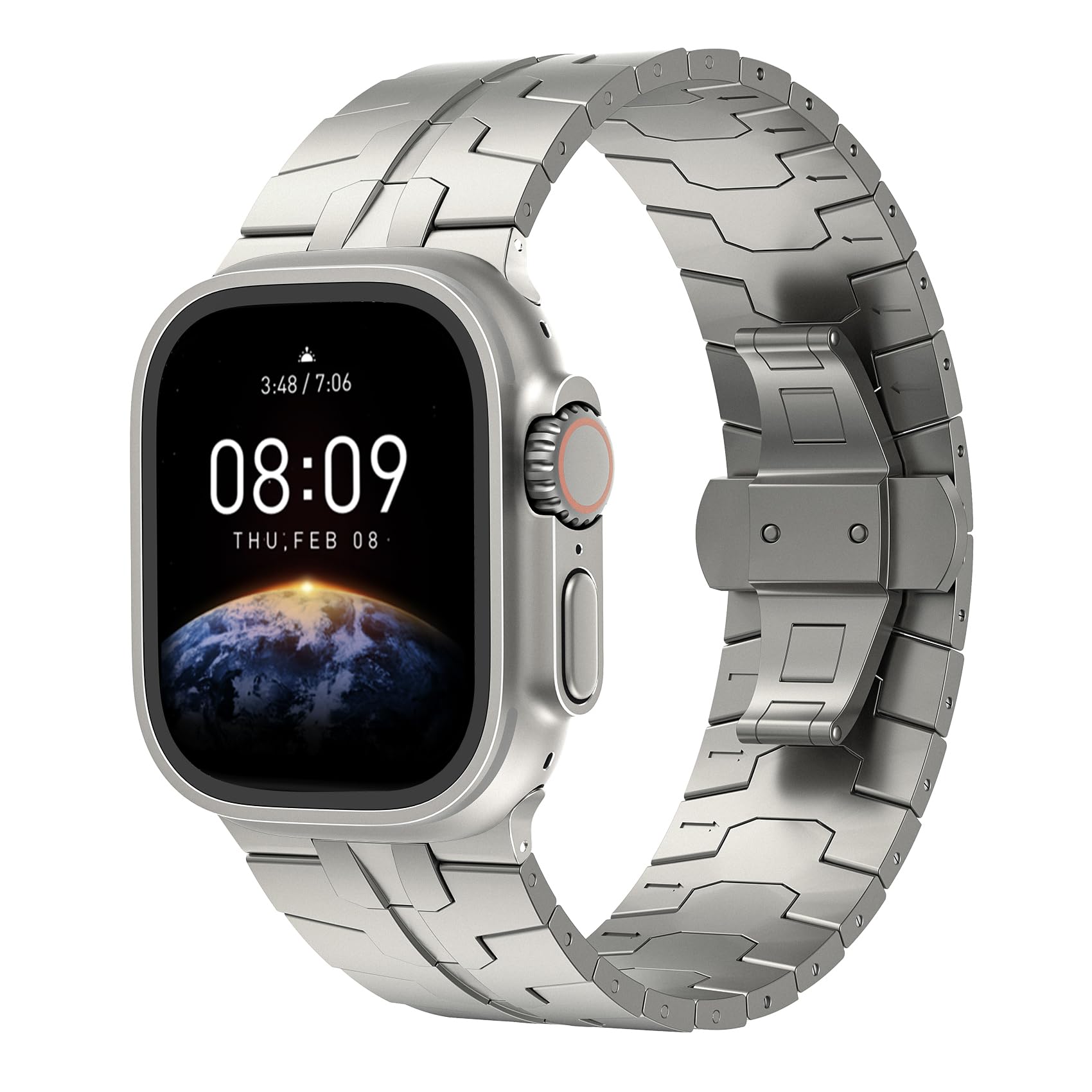 ULULOOK Titan Armband Kompatibel mit Apple Watch Ultra 3/2/Ultra 49mm NUR, DLC Titanium Grad 2 Ersatzarmbänder für iWatch Ultra Armband (Titan)