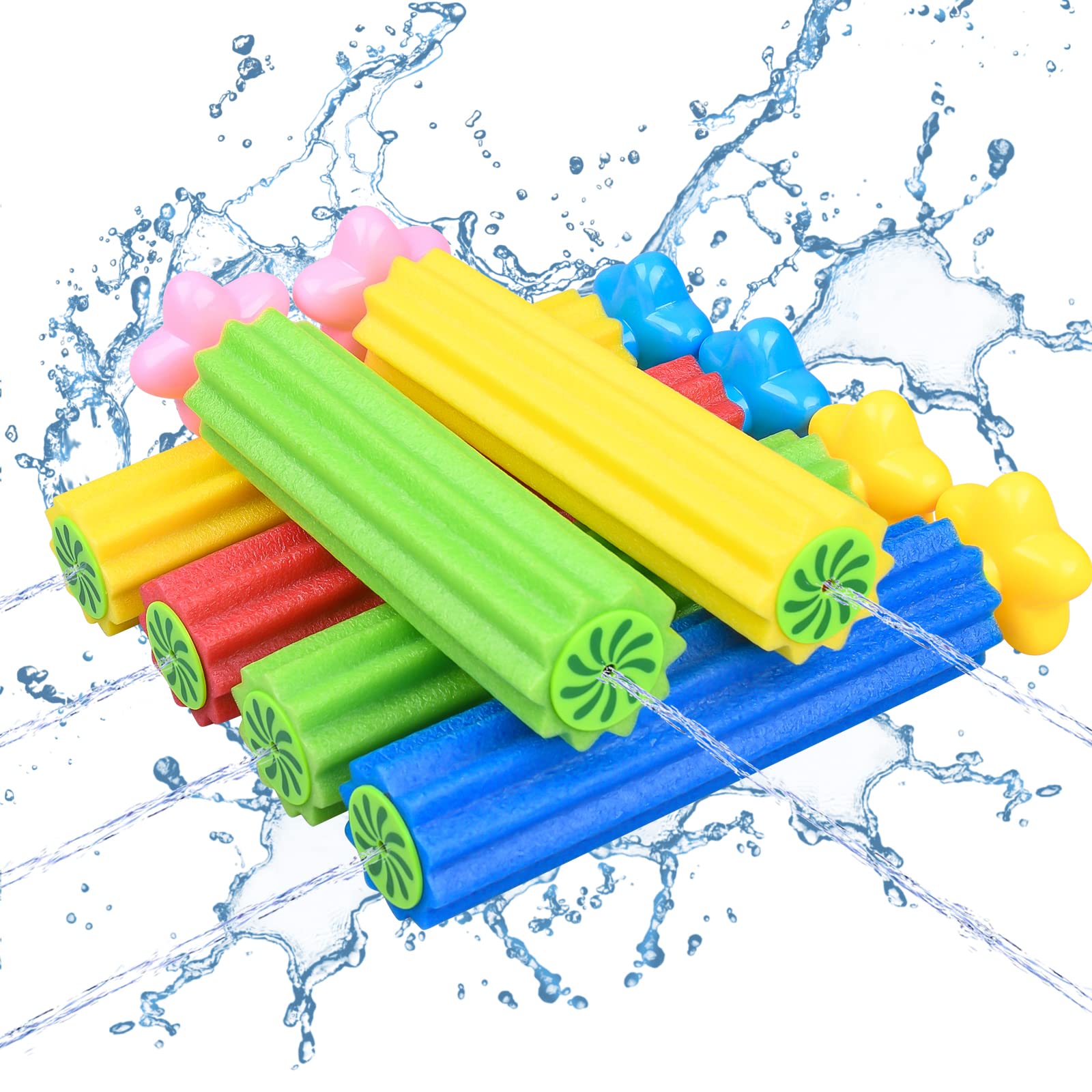 Biulotter 6 Pack Foam Water Guns Pool Toys Set,Foam Water Blaster Set,Water Squirters Outdoor Swimming Beach Play Game Toy for Adults Kids Boys Girls