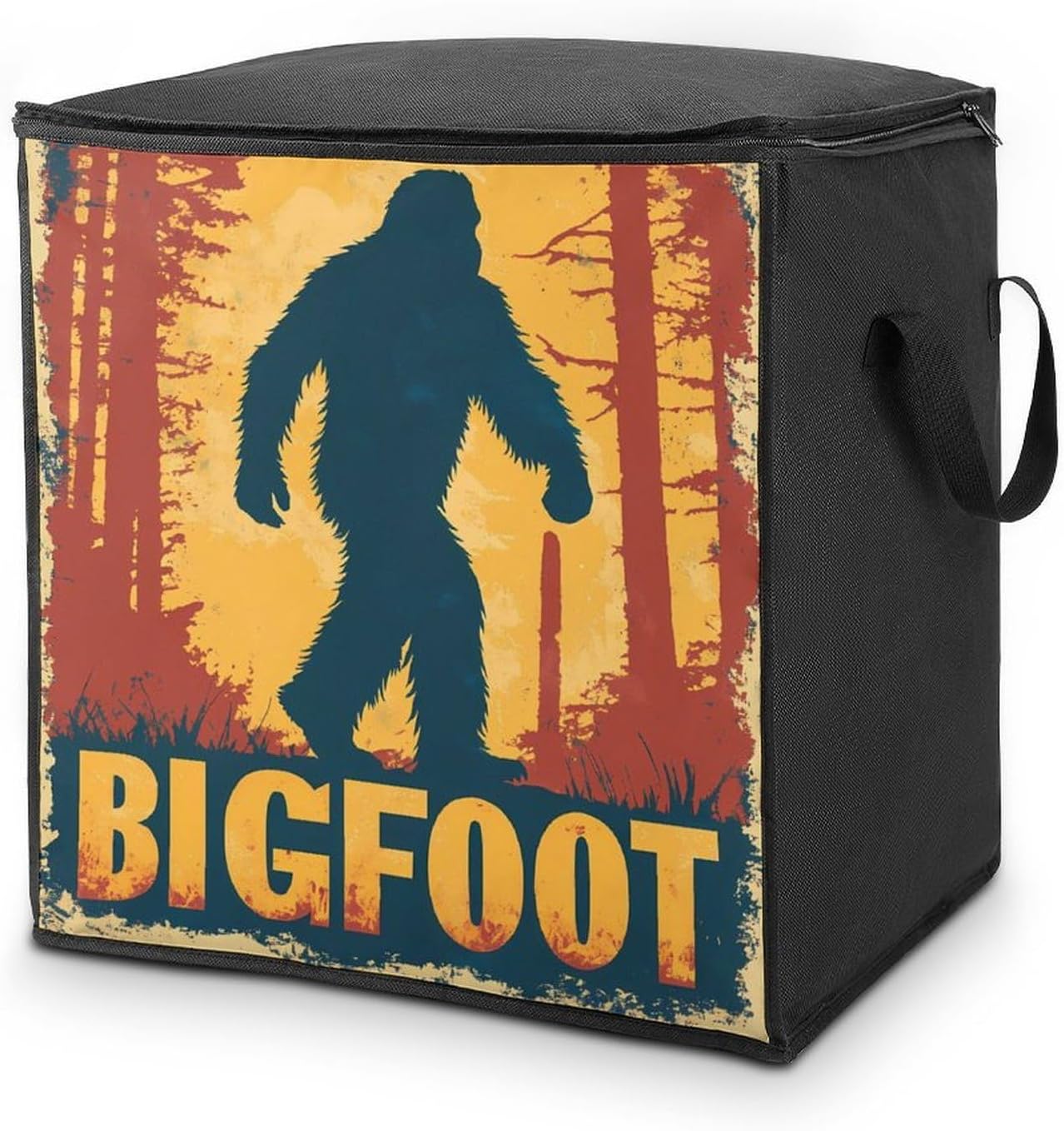 Vintage Bigfoot Woods Large Comforter Blanket Storage Bags Bins 70L Closet Organizer with Handles