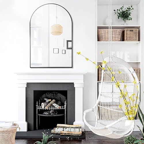 Miniatura 3 de NicBex Espejo de pared de 36 x 24 pulgadas, marco de metal, espejo montado en la parte superior para tocador, dormitorio, vestidor, baño, tamaño