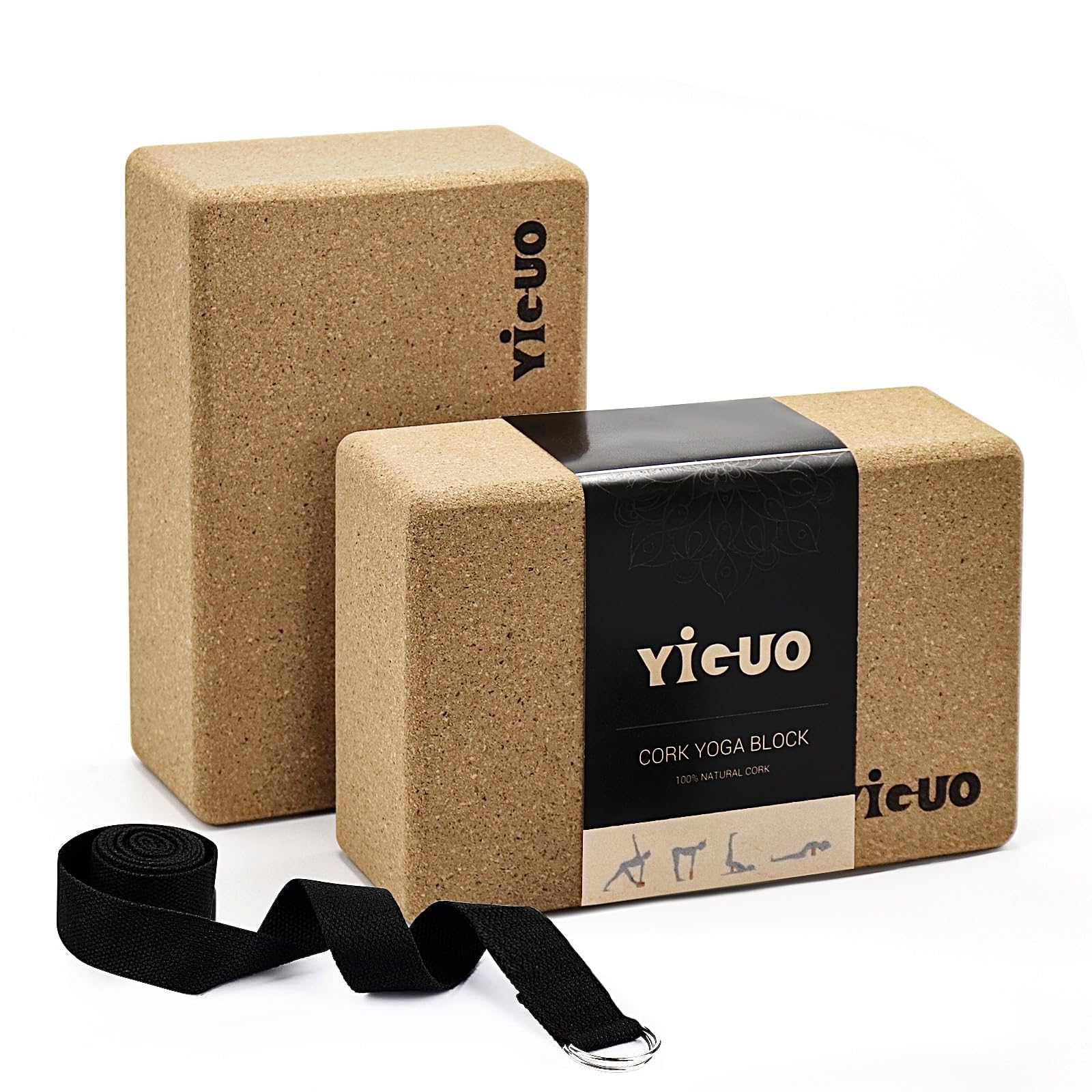 Cork Yoga Blocks 2 Pack Set — Natural Cork Soft Non-Slip, High Density Eco Friendly Yoga Accessories for Women & Men