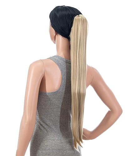 Miniatura 4 de Extensiones de pelo sintético SWACC con clip de pinza de 28 pulgadas de largo, lacio, para mujer