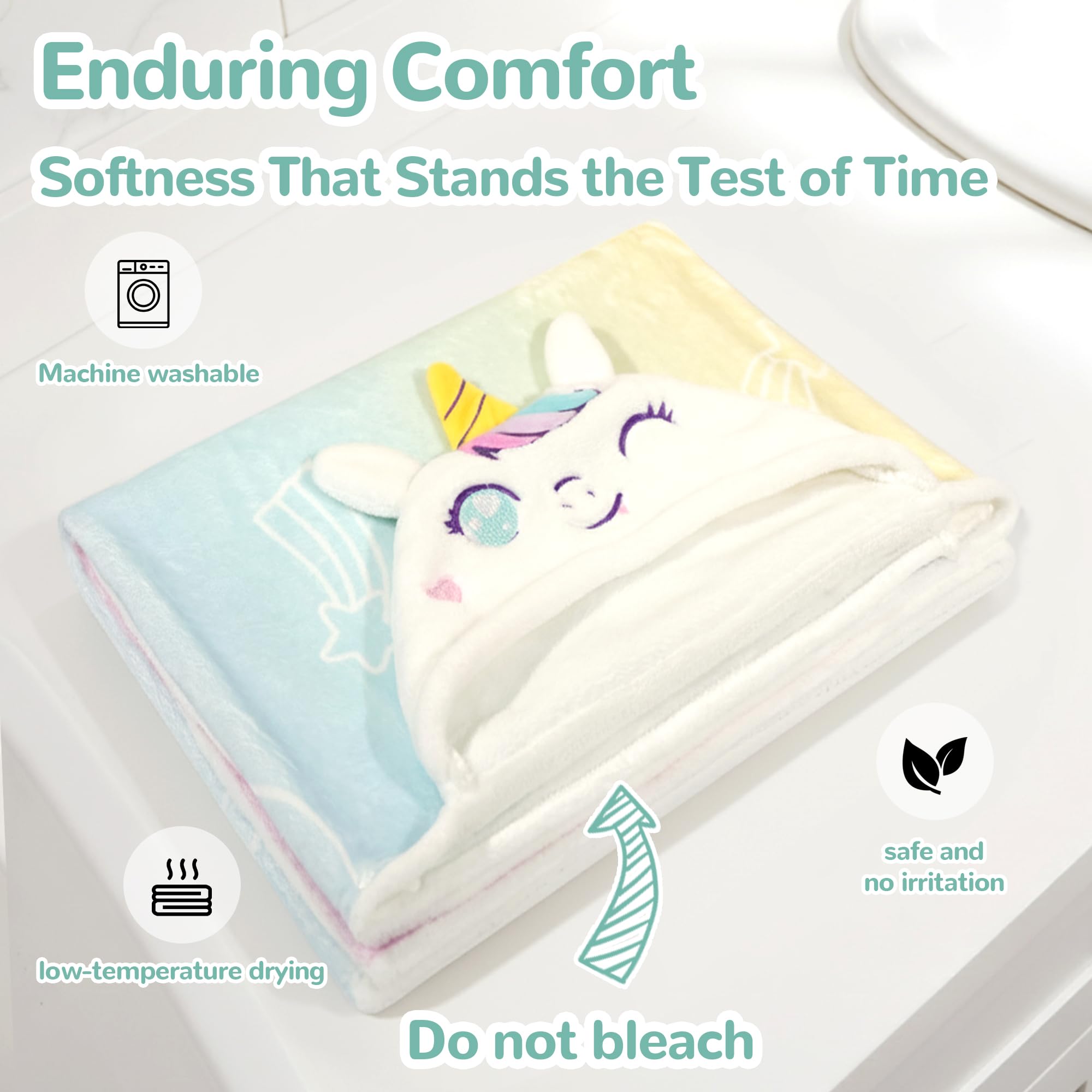 HECCEI Hooded Towel for Toddlers Extra Large 140x70 cm Kids Bath Towel with Hood - Image 3