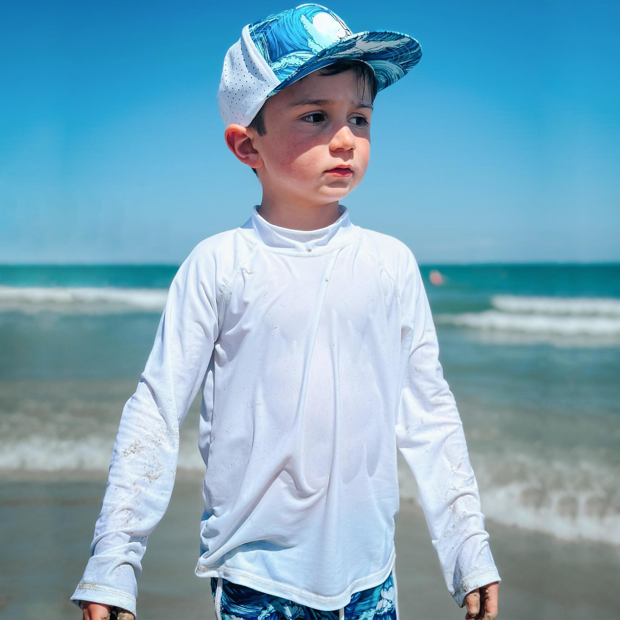 BIG ELEPHANT 3 Pièces de Bain Anti-UV pour Garçon Maillot de Bain à Manche Longue Enfants Rashguard pour Surf Natation Plongée Plage