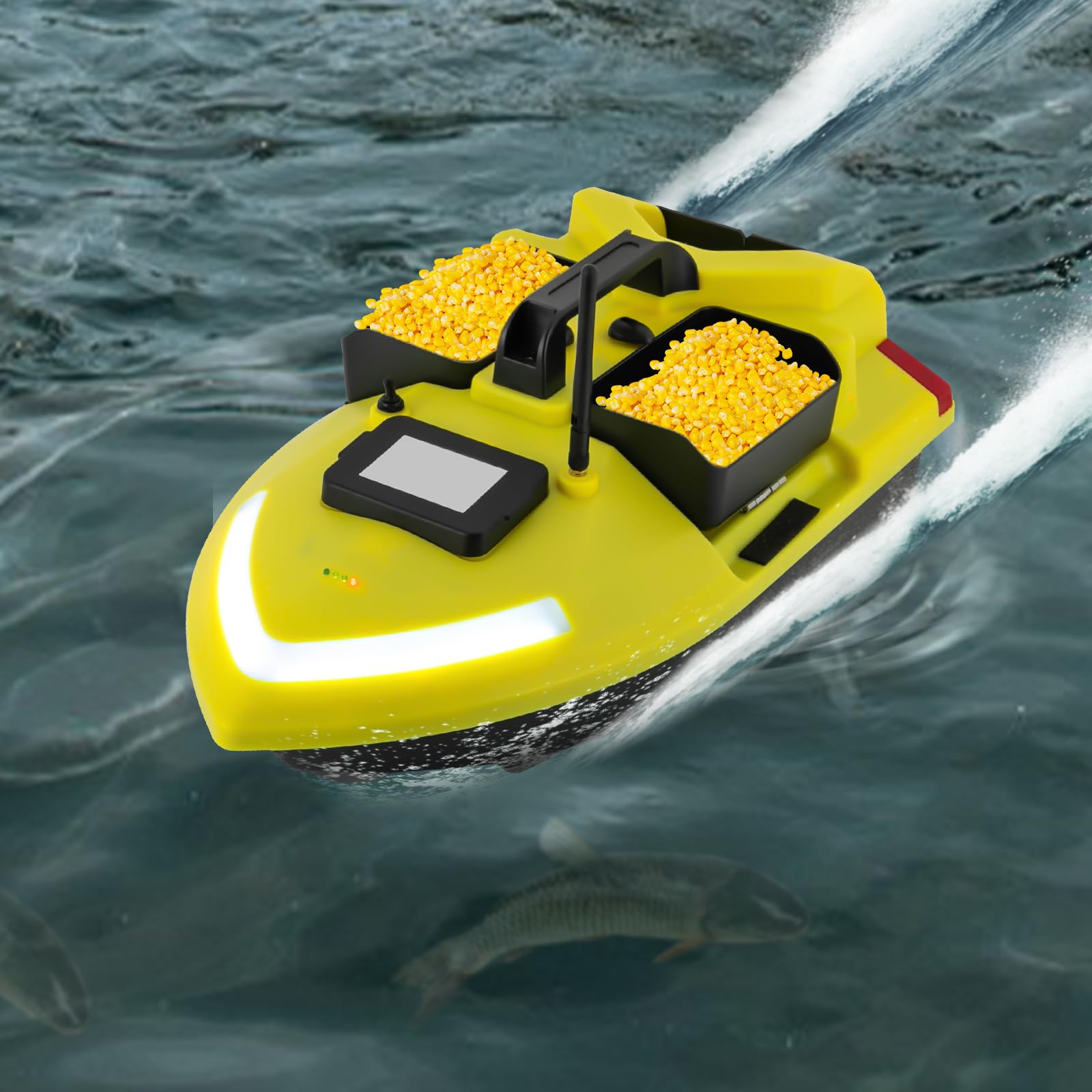 500M Futterboot mit GPS, Rc Boot ABS mit 3 Köderboxen und 12000mAh Batterie (Gelb)