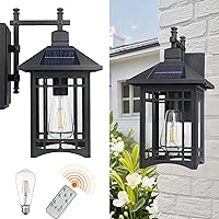 Vista 4 de Solar Outdoor Wall Light，Exterior Lighting fixtures，Modern Black Exterior Light Fixture with Clear Glass Shade，Outdoor Solar Wall Lights Dusk to