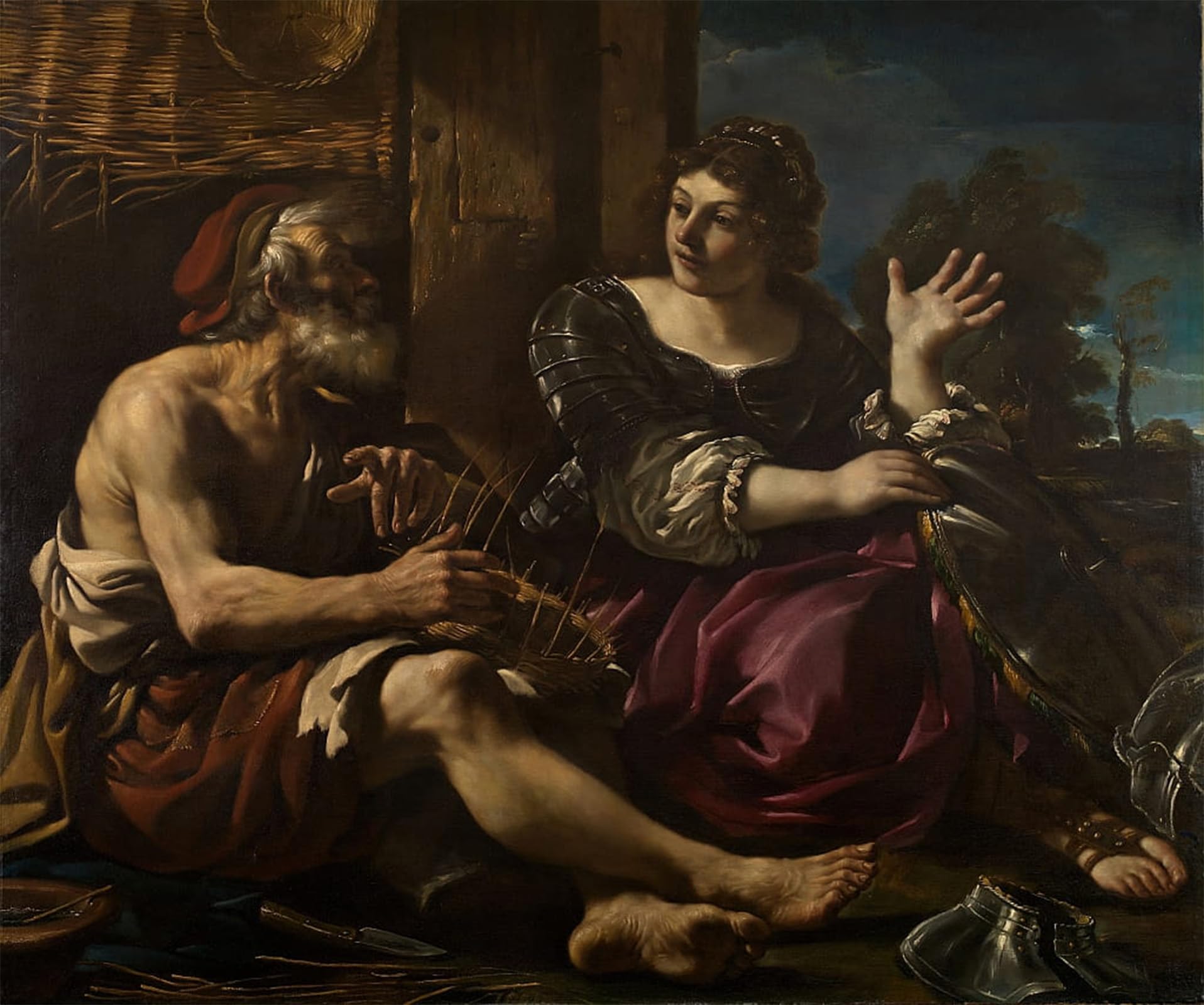 ARTXLXXBN Famous Painting Canvas Artwork Graffiti Print Erminia and the Shepherd by Guercino Portrait Canvas Image for Home Decor 60x90cm
