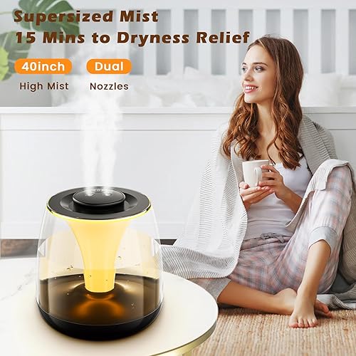 Miniatura 2 de Humidificadores para dormitorio, 3 L de llenado superior de niebla fría 40 horas de tiempo súper largo, 23 dB silencioso, humidificador de bebé,