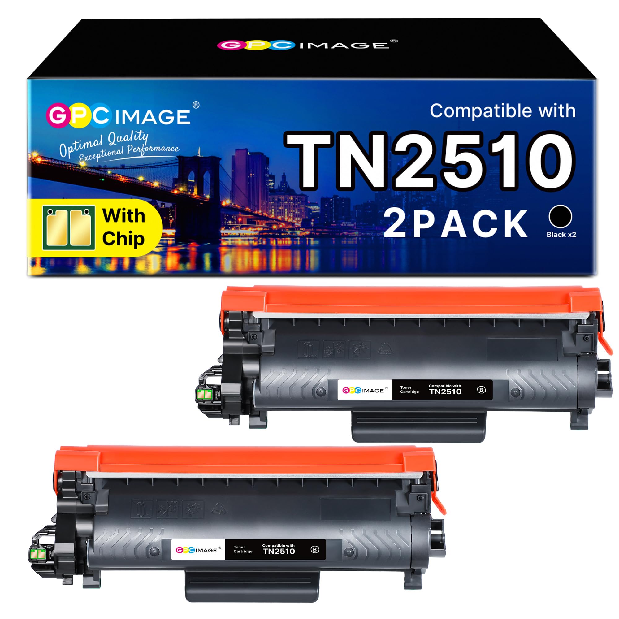 TN2510 TN2510XL TN-2510 XL Kompatibel für Brother HL-L2400DWE Toner MFC-L2800DW MFC-L2835DW MFC-L2860DW HL-L2400DW MFC-L2827DW DCP-L2620DW HL-L2445DW DCP-L2660DW DCP-L2665DW (Schwarz, 2er-Pack)