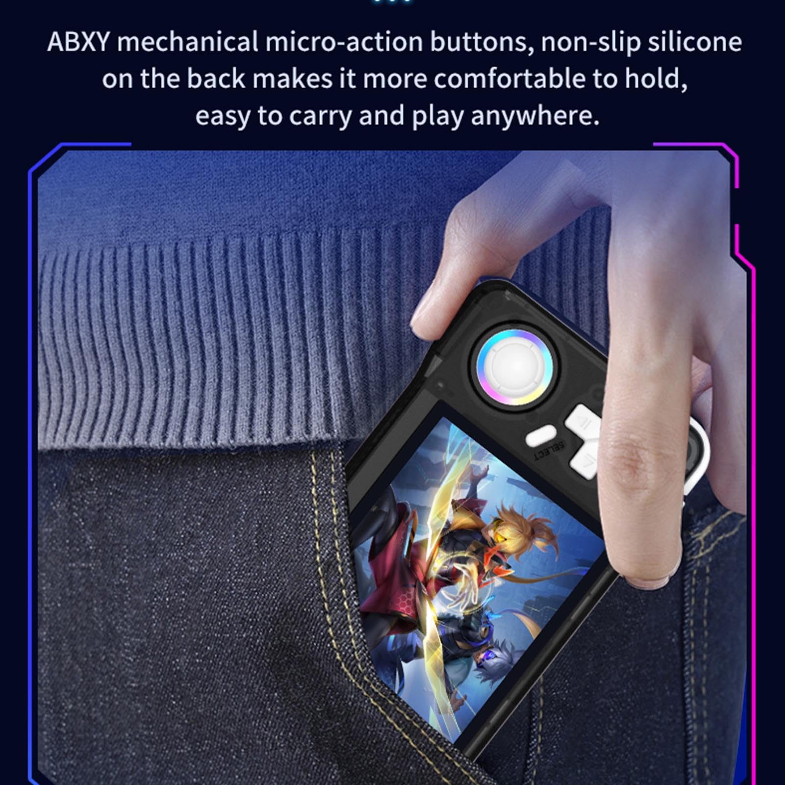 Elprico Handheld Game Console, 3,5 -calowa Ekran HD Construkcyjne Gry Retro Gier z Wieloma Emulatorami, 4000 MAh Bateria do ładowania Kieszonkowego Gracza do Gry Domowej do (64GB)