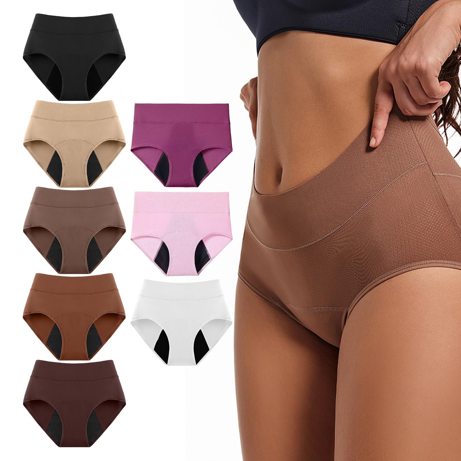 Ropa interior a prueba de fugas para mujer, 4 capas, absorbente, a prueba de fugas, cintura alta, cómodas bragas para mujeres mayores de 50 a 60 años