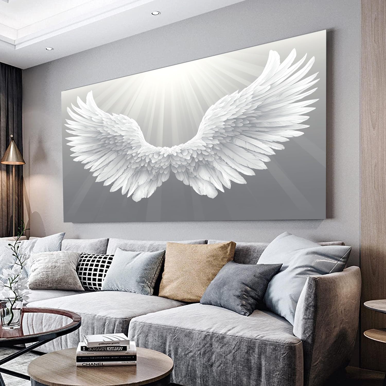 ZORYAN Ali D'Angelo Quadri Moderni Soggiorno Su Tela Bianco 60x120cm | Stampe Da Parete Senza Cornice, Quadretti Da Parete, Immagine Per Camera Da Letto