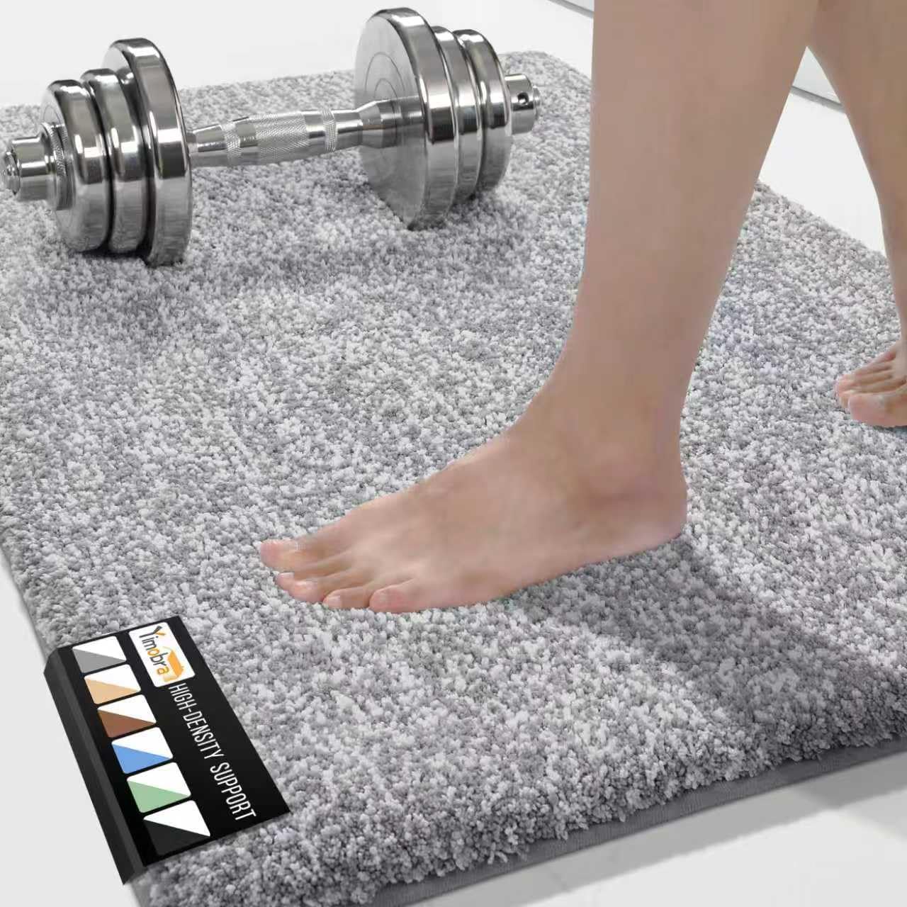Bathroom Rugs Non Slip Washable Ultra Soft Absorbent Microfiber Bath Mat, Dual-Tone Decor Rug with Rubber Backing for Bathroom Floor, Tub and Shower,24x17,Home Essentials,Grey and White