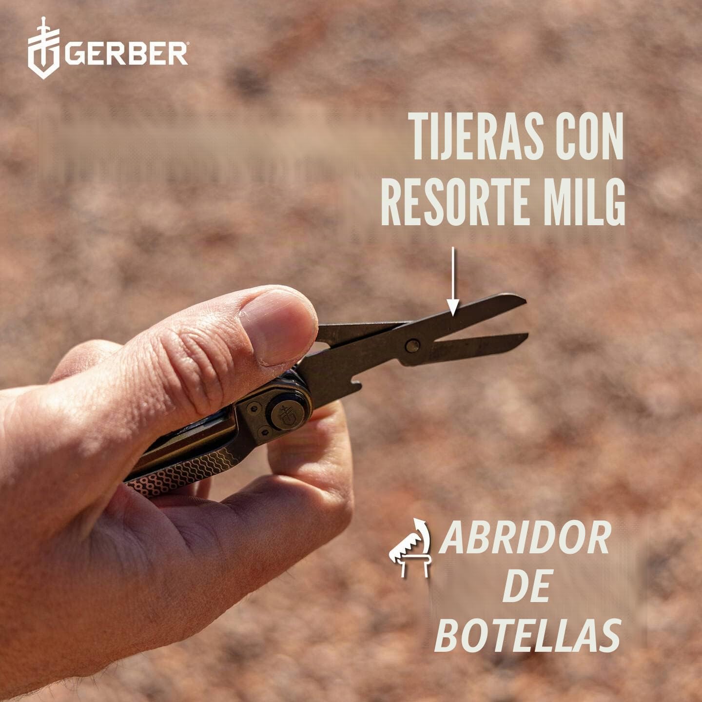 Gerber Navaja de bolsillo con 7 funciones, Multiherramienta con hoja lisa, Con tijeras y sierra, ArmBar Scout, Gris/Plata, Acero inoxidable/Aluminio, 1064399