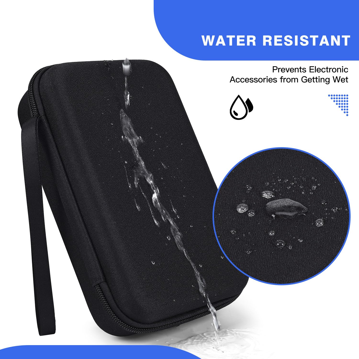 Hard Travel Electronic Organizer Case for MacBook Power Adapter Chargers Cables Power Bank Apple Magic Mouse Apple Pencil USB Flash Disk SD Card Hard Drive Waterproof Shockproof Carrying Bag, Black