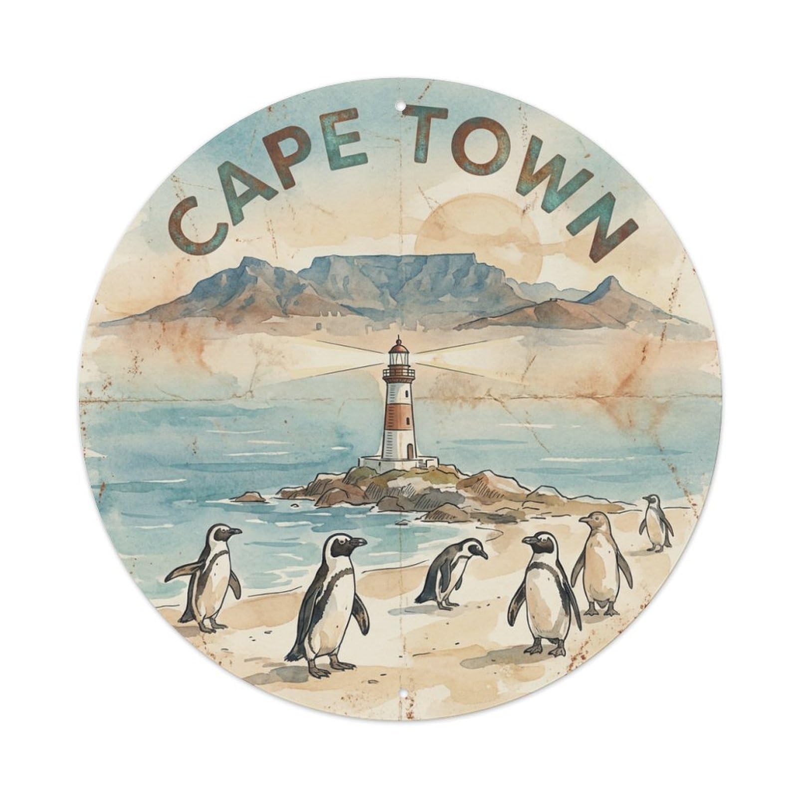 Vintage Travel South Africa Cape Town Metal Tin Sign