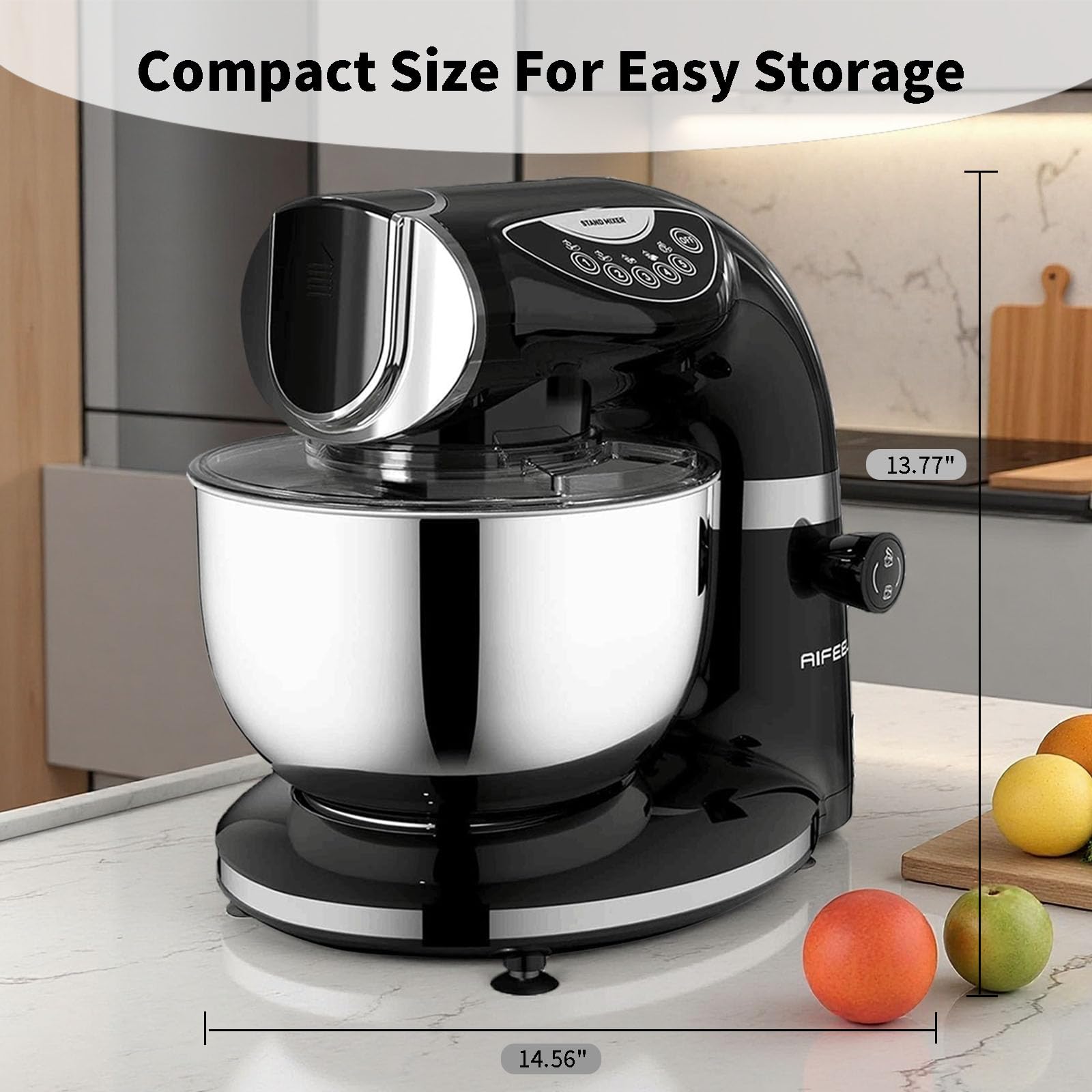 Batidora de pie, 8.5QT + 6QT, dos cuencos de acero inoxidable, mezclador eléctrico de alimentos, 7 en 1, mezclador de cocina multifuncional con gancho para masa, batidor, batidor, molinillo de 2