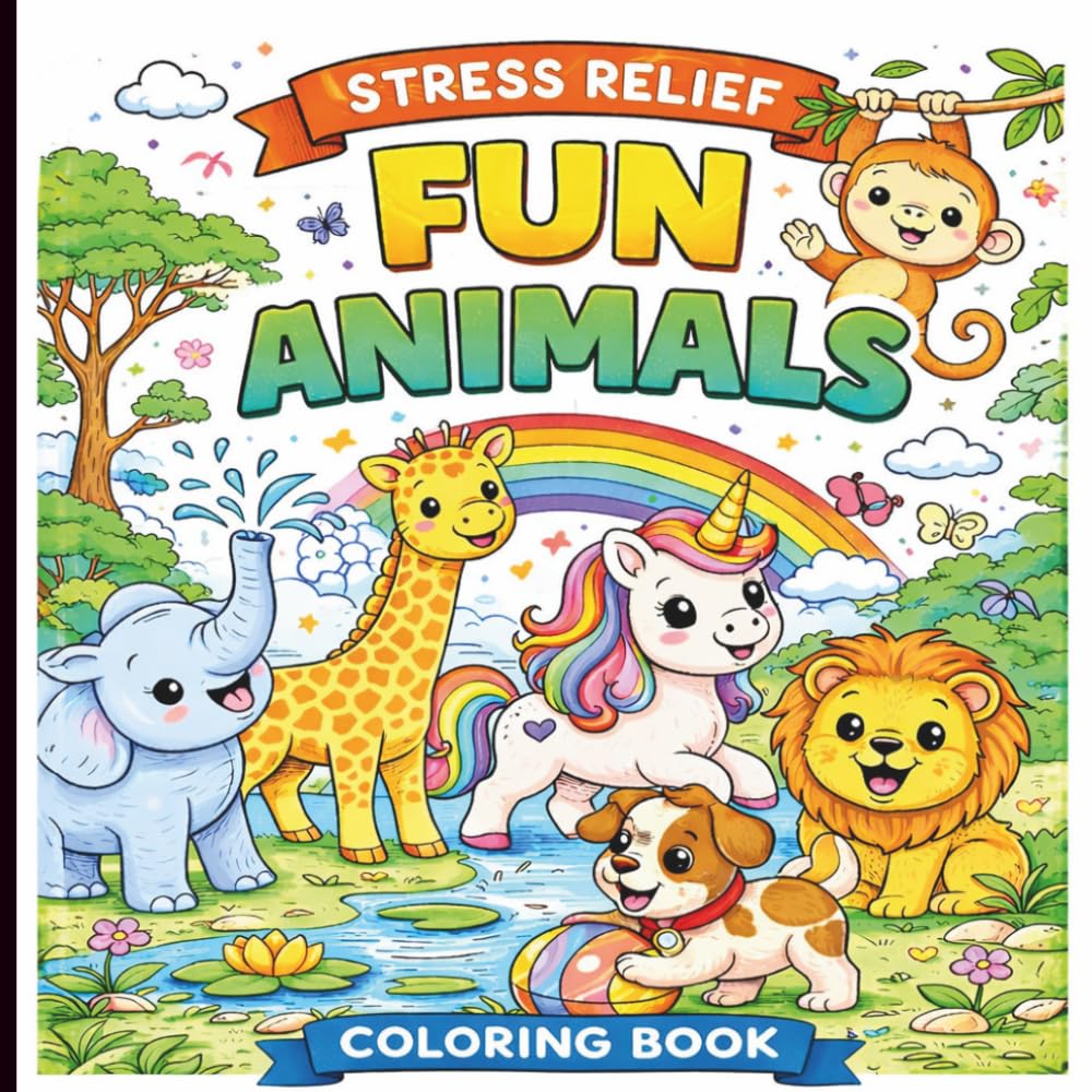 Fun Animals Stress Relief Coloring Book