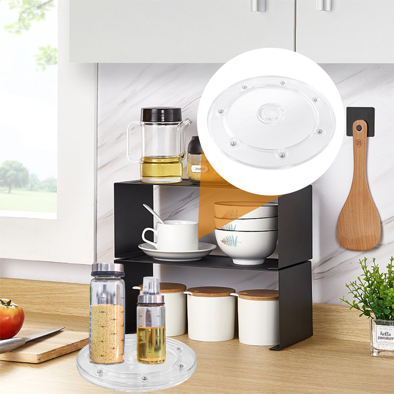 1 sztuka akrylowego gramofonu Lazy Susan, obrotowa taca 15 cm, przezroczysta obrotowa podstawa na stojak na przyprawy, stół, ciasto, kuchnię, wystrój łazienki
