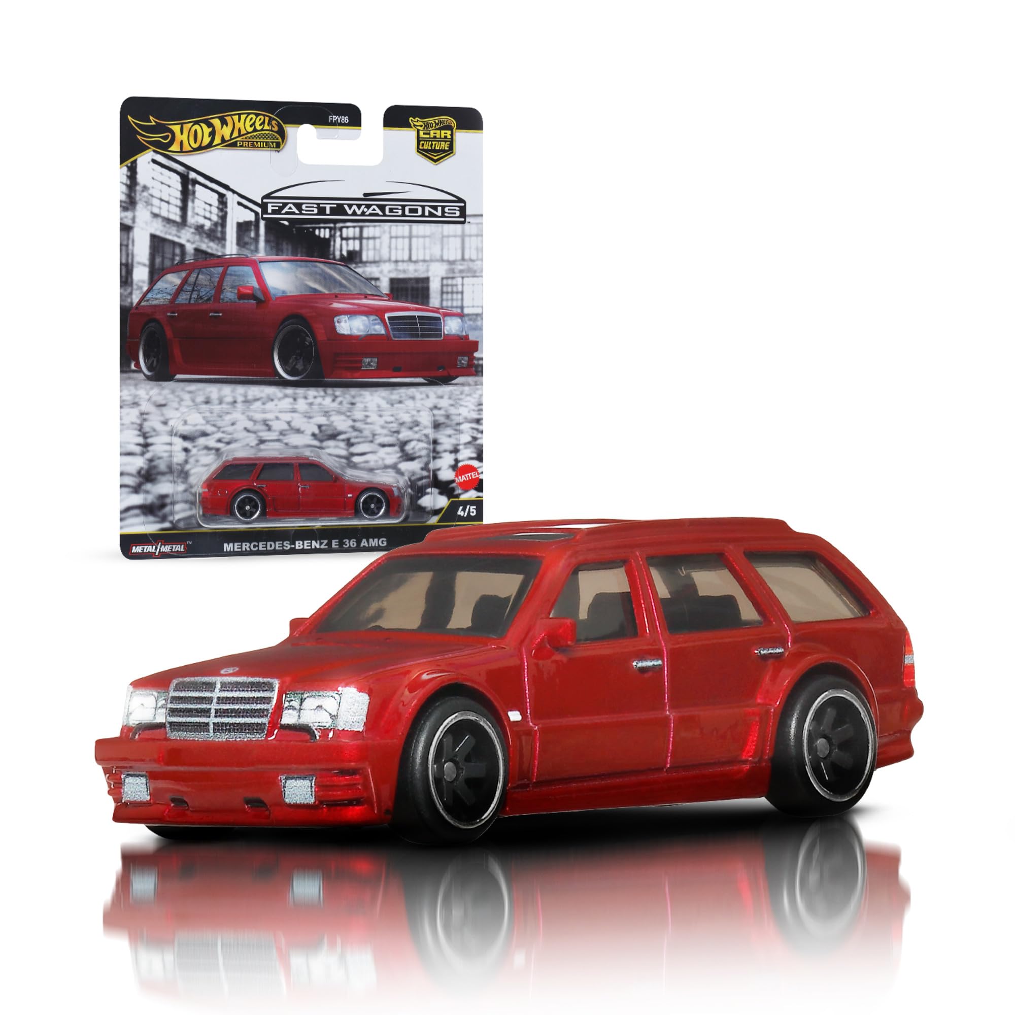 Hot WheelsPremium Mercedes-Benz AMG, Car Culture Collectible Toy Car, 1:64 Scale Die-Cast Mercedes-Benz AMG Estate, Fast Wagons Vehicle with Real Riders Tires​​, JBK69