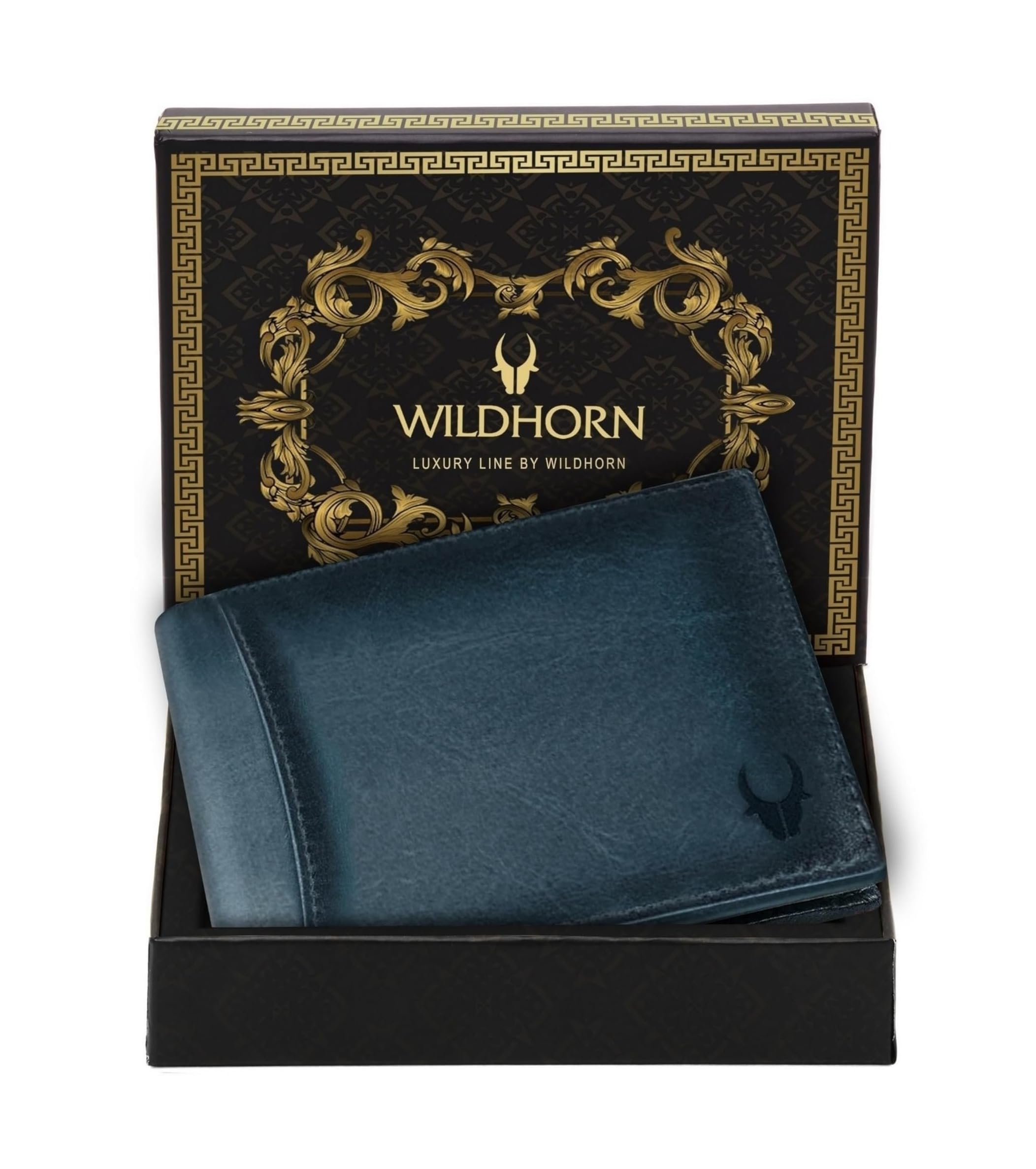WildHorn Rfid Protected Leather Wallet For Men, Blue