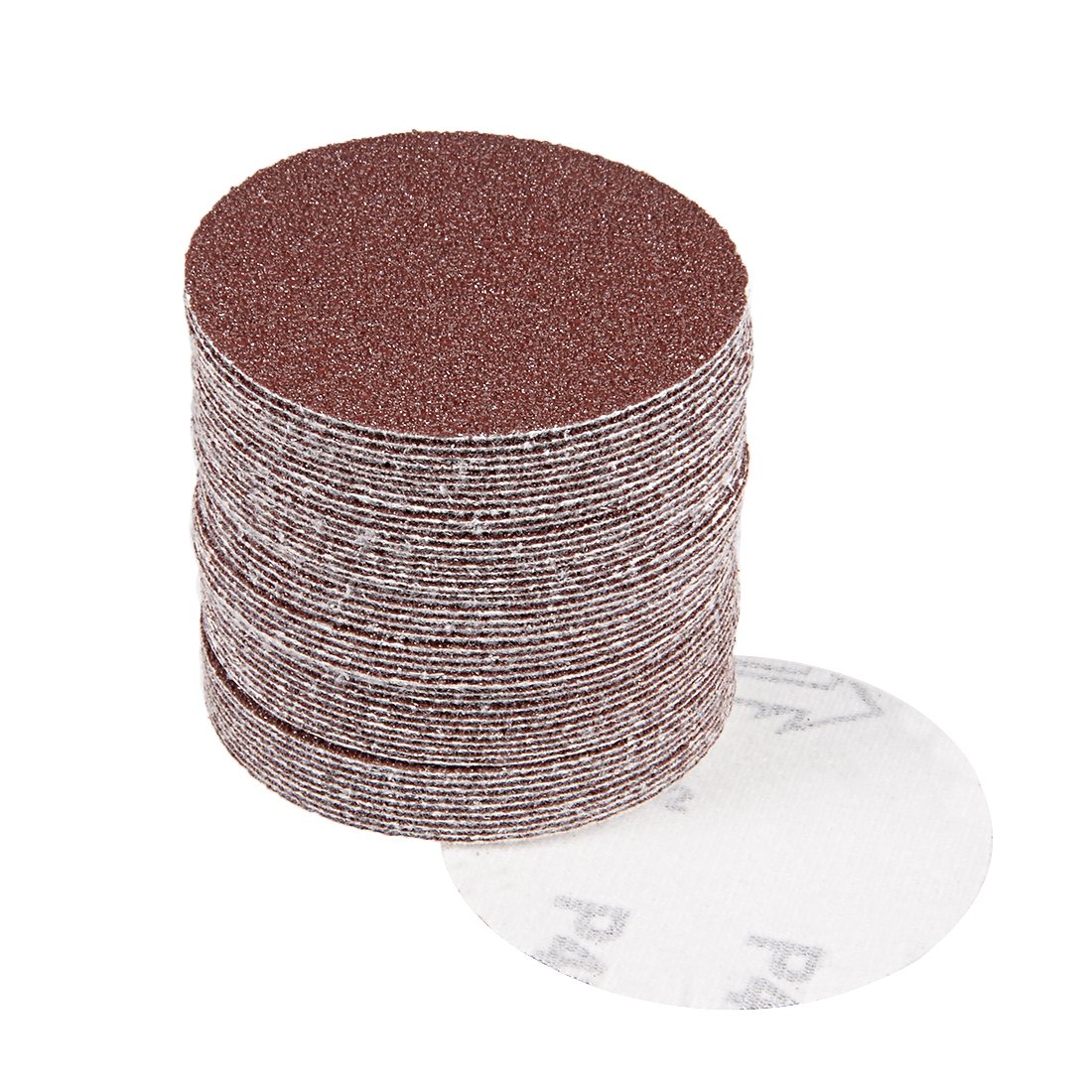uxcell50Pcs 3 Inch Hook and Loop Sanding Disc 40 Grits Flocking Sandpaper for Random Orbit Sander Brown