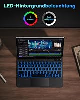 OMOTON iPad Air 11 Billentyűzet Tok Trackpad-dal, QWERTZ Bluetooth Billentyűzet, Fekete 6