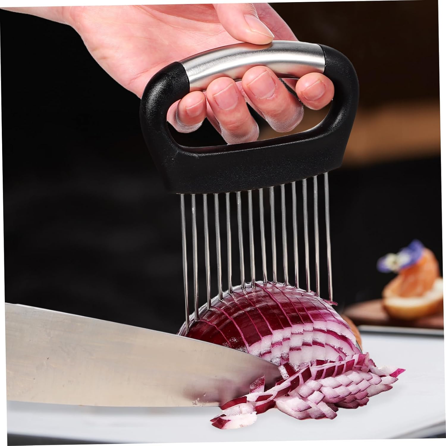 Mikinona 3pcs Onion Holder Onion Slicing Tool Meat Tenderizer Vegetable Cutter for Effortless Slicing of Tomatoes More Kitchen Gadget