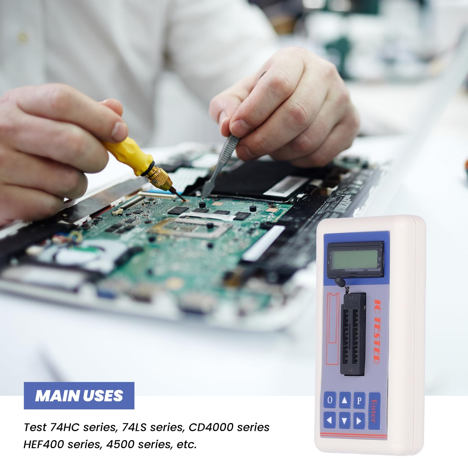 TSH‑06F Tester Per Circuiti Integrati, Misuratore di Transistor IC con Modalità AUTO da 5 V 3,3 V Misuratore di Transistor Intuitivo Per Ingegneri di Microelettronica(Con terminali)