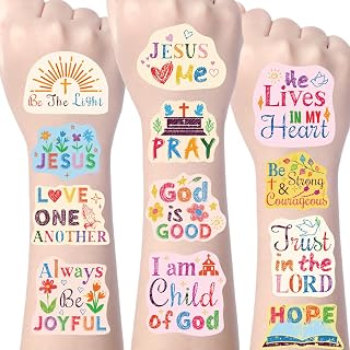Christian Temporary Tattoos Gifts - 192PCS Christian Bible Verse Tattoos Temporary for Kids Christian Party Favors Gifts Decorations Supplies God Bless Temporary Tattoos Fake Face Tattoos