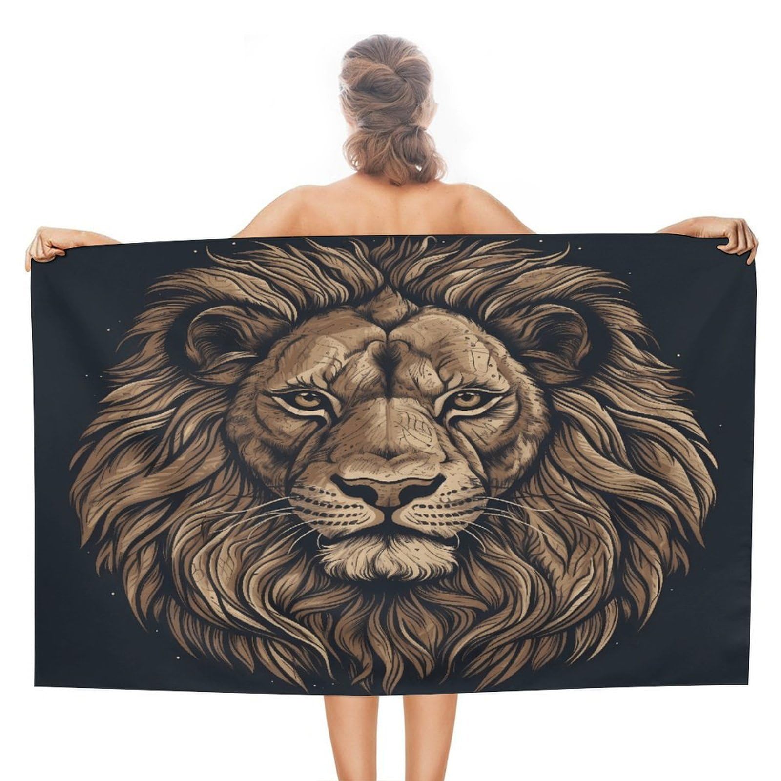 VstaDank Cartoon Lion Beach Towel 51x31 Inch Oversized Soft Bath Towel Luxury Plush Thick Hotel Swim Pool Towels Super Quick Dry Travel Towels for Camping Gym Sports Yoga
