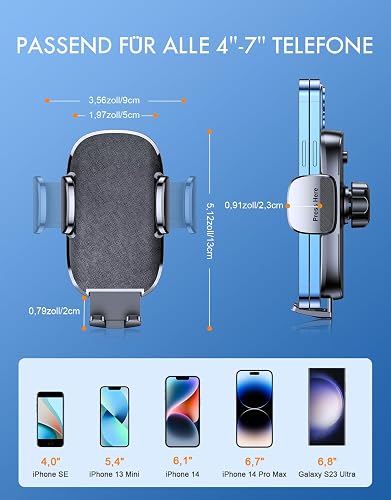 Mohard Support Telephone Voiture, [Jamais de Chute] Ultra Robuste Porte Telephone Voiture Orientable à 360°, Accroche Téléphone Voiture Ventouse Ensembles d'Intérieurs pour 4-7" Smartphones - 7