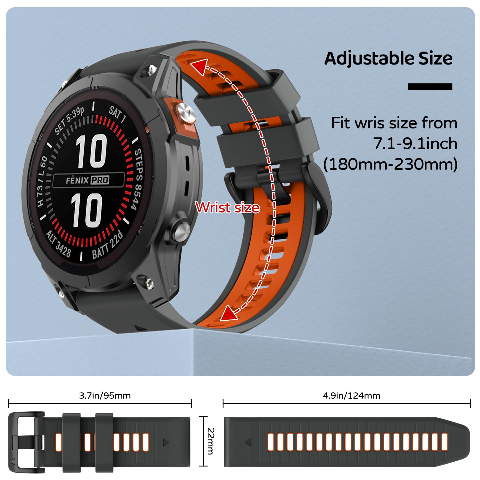 U-LIMVE Watch Strap for Garmin Fenix 8 47mm/Fenix E/Fenix 7/Fenix 7 Pro/Fenix 6/Fenix 6 Pro/Fenix 5/Epix Pro 47mm - Image 4