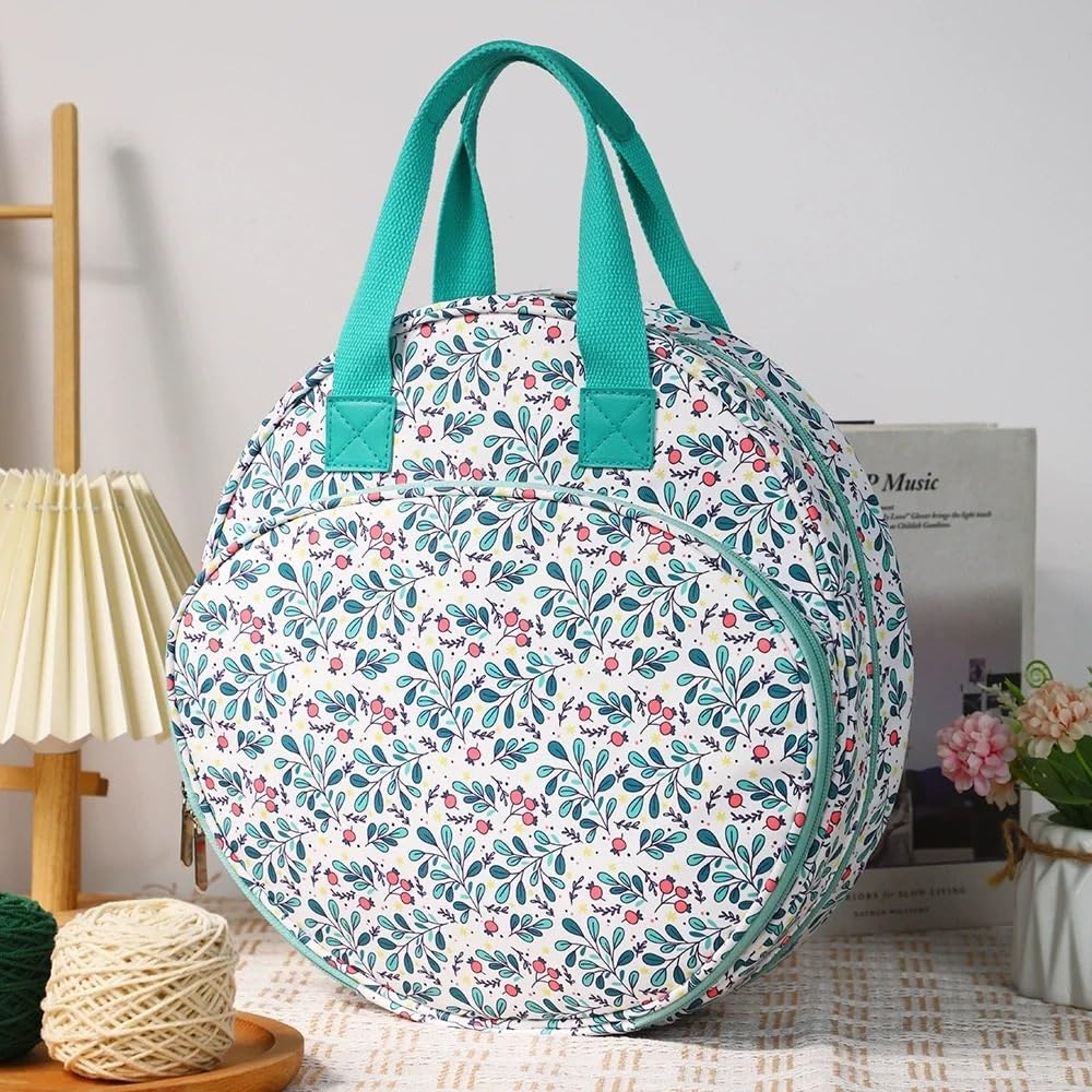 Bolsa organizadora para kit de bordado, almacenamiento de manualidades Oxford multicapa para hilos de punto de cruz, suministros de costura y herramientas de costura (hojas azules)