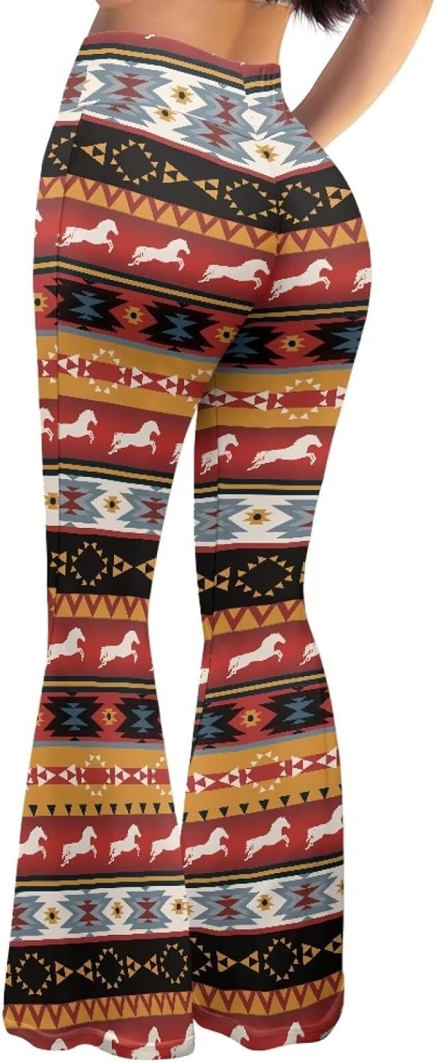 Aztec Pants Yoga Flared Pants with Tummy Control Sexy Bell Bottom Pants for Women Xs-2xl