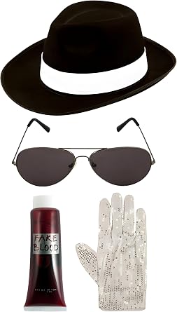 labreeze Zombie Michael Jackson Style Set Hat Gloves Glasses Blood Halloween Fancy Dress