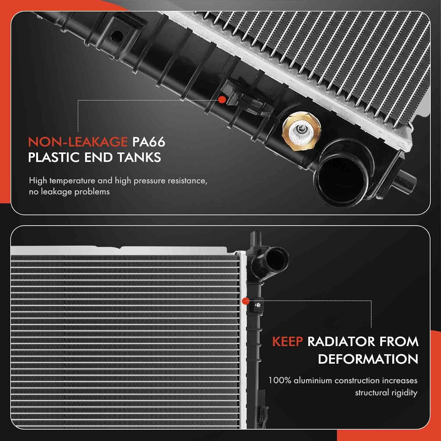 A-Premium Engine Coolant Radiator with Transmission Oil Cooler Compatible with Ford Mustang 1997-2004 V8 4.6L Automatic Trans.