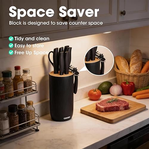 Miniatura 6 de Knife Set, 10 Piece Kitchen Knife Set with Block and Sharpener, Anti-Rust Stainless Steel Knives Set for Kitchen, Chef Universal Knife Block Set,