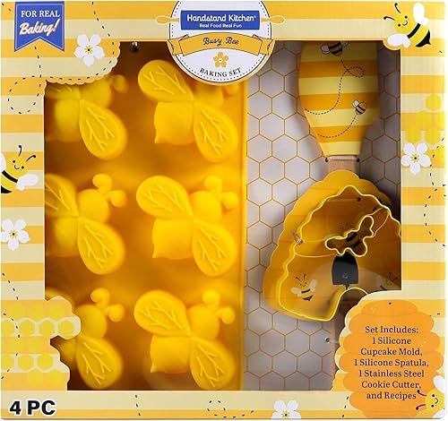 Handstand Kitchen Spring Fling Busy Bee - Juego de 3 piezas para hornear con recetas