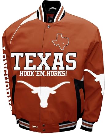 2Bhip NCAA University of Texas Longhorns Adult Orange Spirit Twill Bomber Jacket Fall Coat Campus Jackets