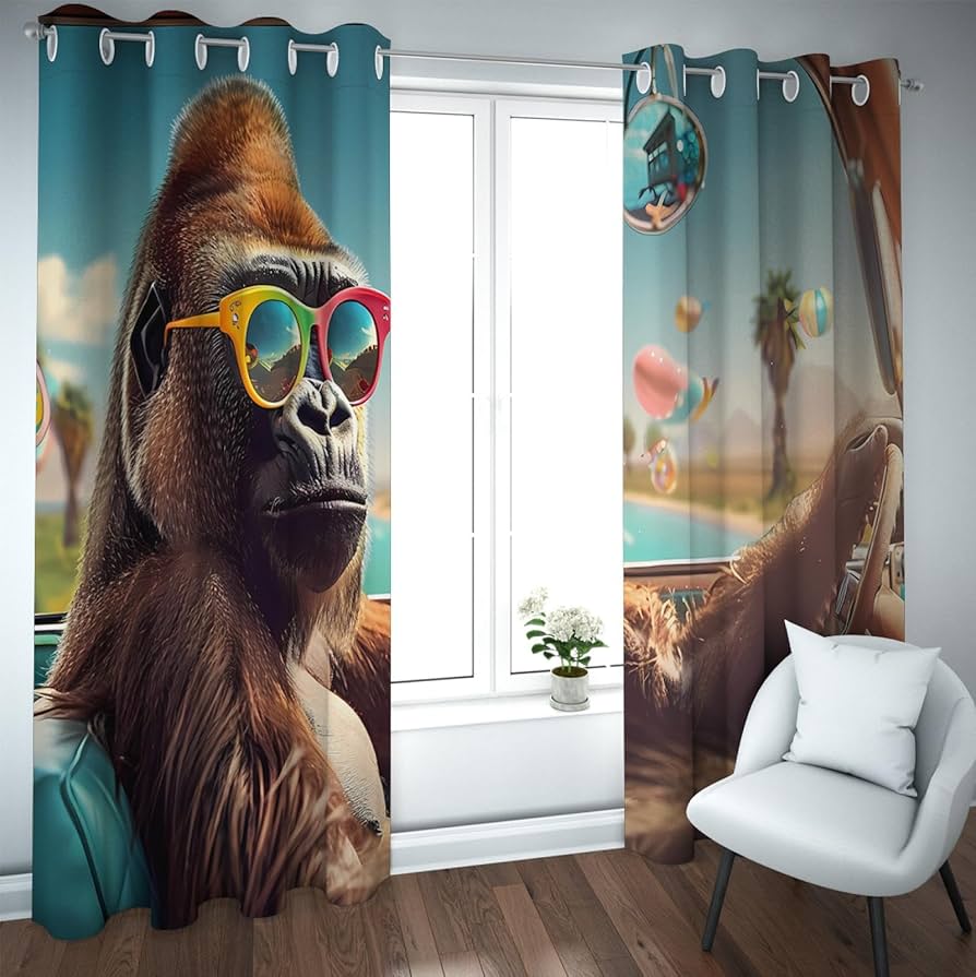 Amazon｜部屋の暗転カーテンクールなゴリラパターンの窓は、寝室