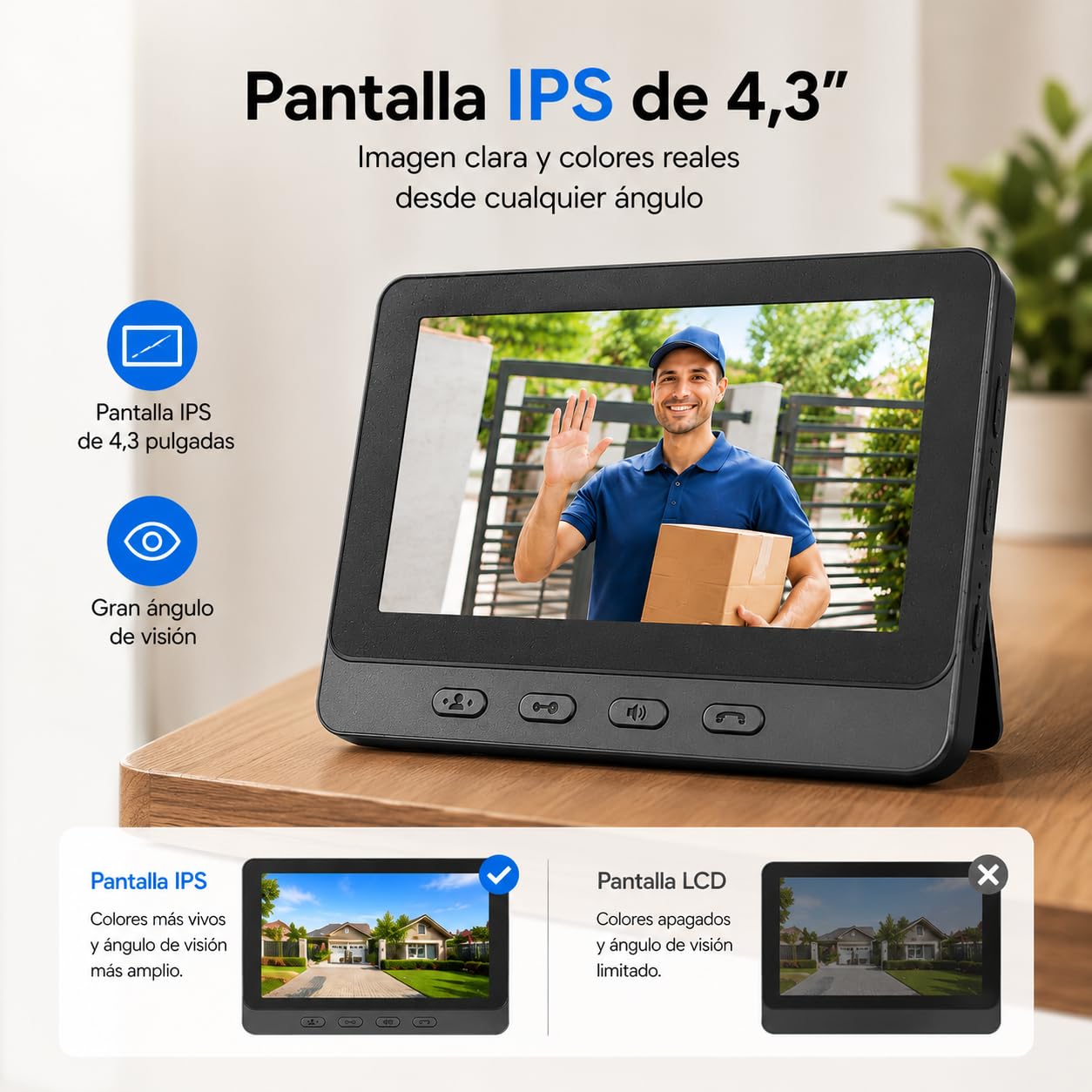 Zeerkeer Videoportero Inalámbrico Sin WiFi con Pantalla IPS de 4,3", Timbre con Cámara 1080P, Audio Bidireccional, Visión Nocturna, Ángulo 170° e IP65 Impermeable