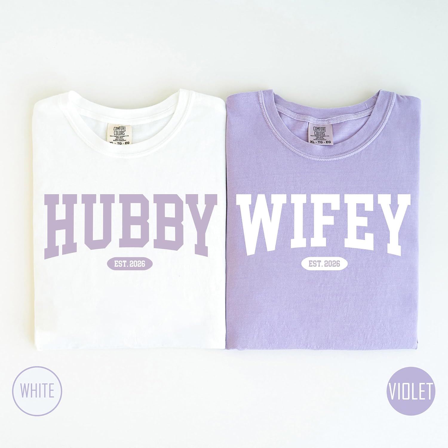 Custom Hubby and Wifey Sweatshirts Hoodies Tshirts Comfort Colors® for Valentines Day Matching Couples Wedding Gifts - Image 9