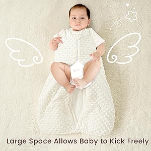 david's kids Fleece Baby Sleep Sack 6-12 Months, 2.5 Tog Minky Warm Winter Baby Wearable Blanket with Plush Dots and 2-Way Zipper, Cotton Inner Lining Sleeping Bags for Boys Girls, Medium Size, Cream