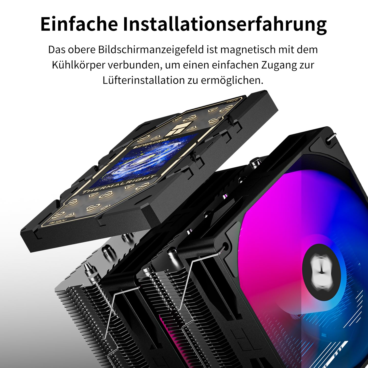 TR-Thermalright Peerless Assassin 120 Vision ARGB Black CPU, konstrukcja Dual-Tower z 6 rurami cieplnymi i 2,8-calowym wyświetlaczem IPS, kompatybilna z AM5/AM4, Intel LGA1851/1700/1150/1151/1200