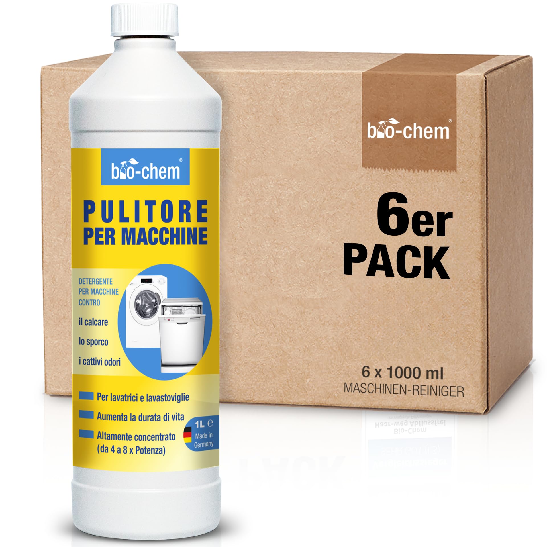 bio-chem Detergente per lavatrici e lavastoviglie 6L | Trattamento completo per lavatrice e lavastoviglie – igiene ottimale, senza coloranti, compatibile con tutti i materiali
