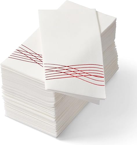 By Madee 50 piezas de servilletas desechables premium para fiestas | Servilletas desechables rojas | Toallas de mano desechables tipo tela para baño