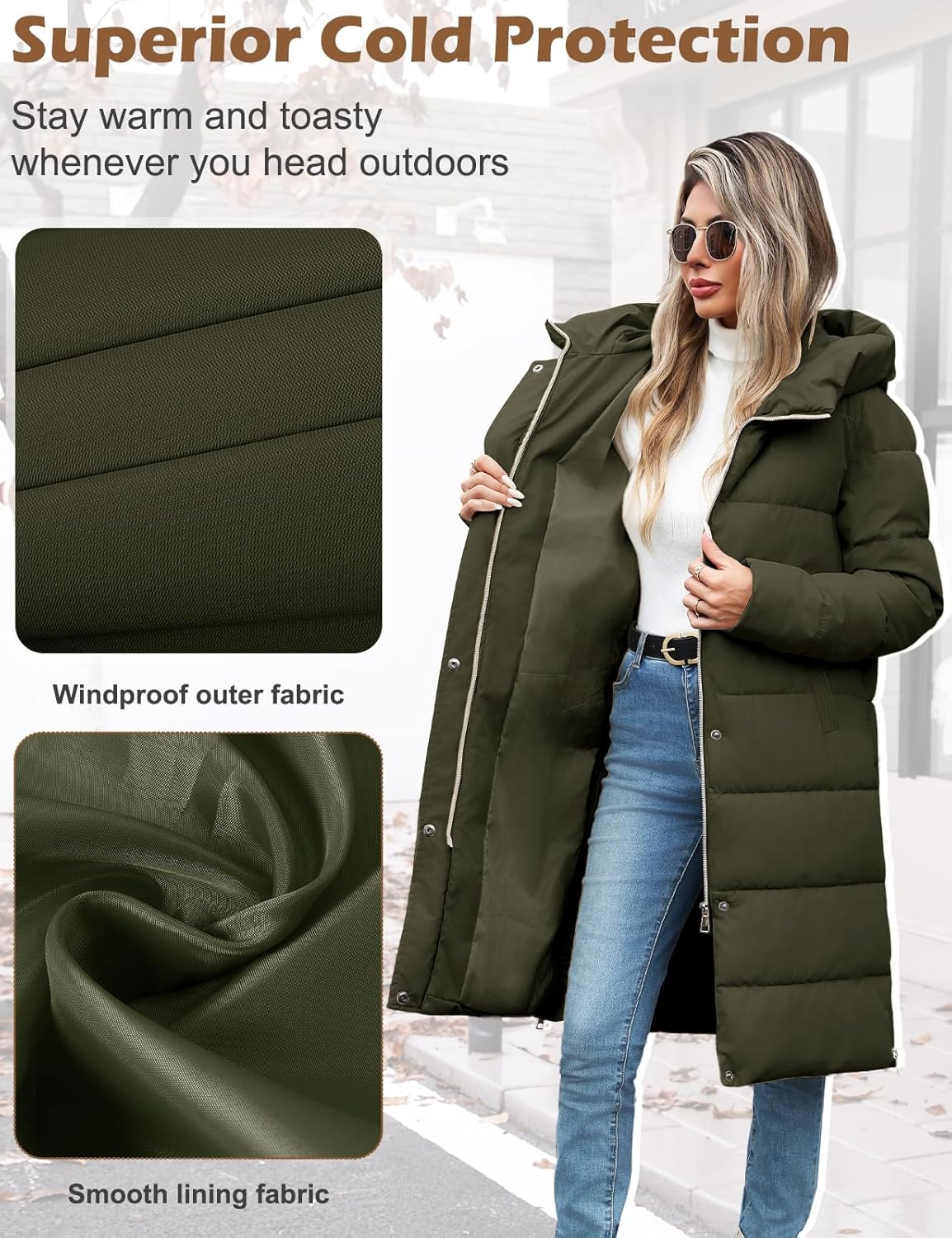 Womens Winter Long Puffer Coat Thicken Ladies Quilted Jacket Puffy Padded Zip Hood Parka Side Zipper Trendy 2026 - Image 9