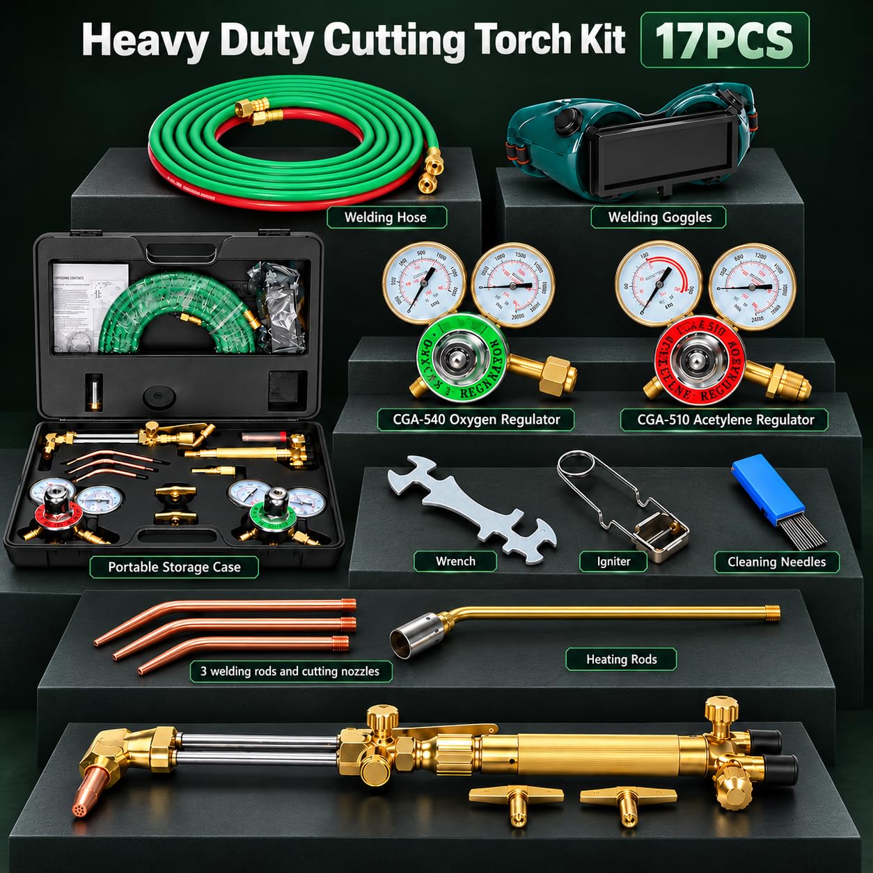 Heavy Duty Oxy Acetylene Torch Kit - 17PC -5